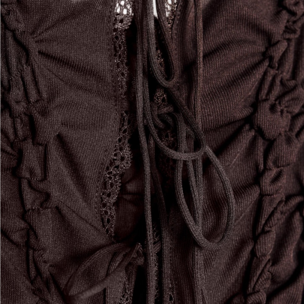 New Zara Tied Ruched Top Chocolate - Picture 6 of 6